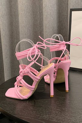 White Ankle-Straps Stiletto High Heels Sandals