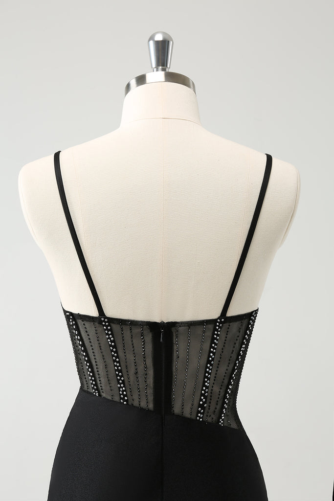 Sparkly Black Sweetheart Tight Beaded Corset Short Homecoming Dress