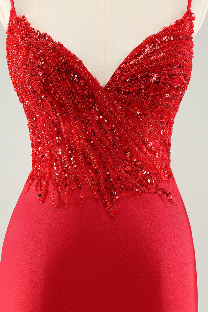 Sparkly Golden Spaghetti Straps Bodycon Homecoming Dress with Sequins