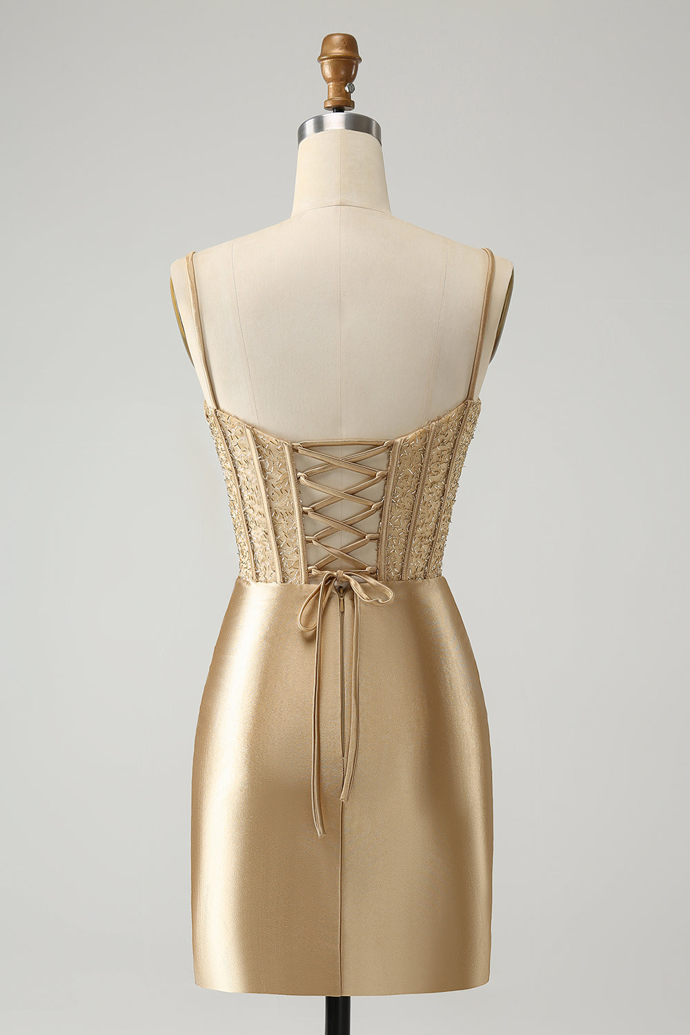 Zapakasa Women Golden Homecoming Dress with Slit Spaghetti Straps Bodycon Corset Satin Cocktail Party Dress Zapakasa Women Golden Homecoming Dress with Slit Spaghetti Straps Bodycon Corset Satin Cocktail Party Dress