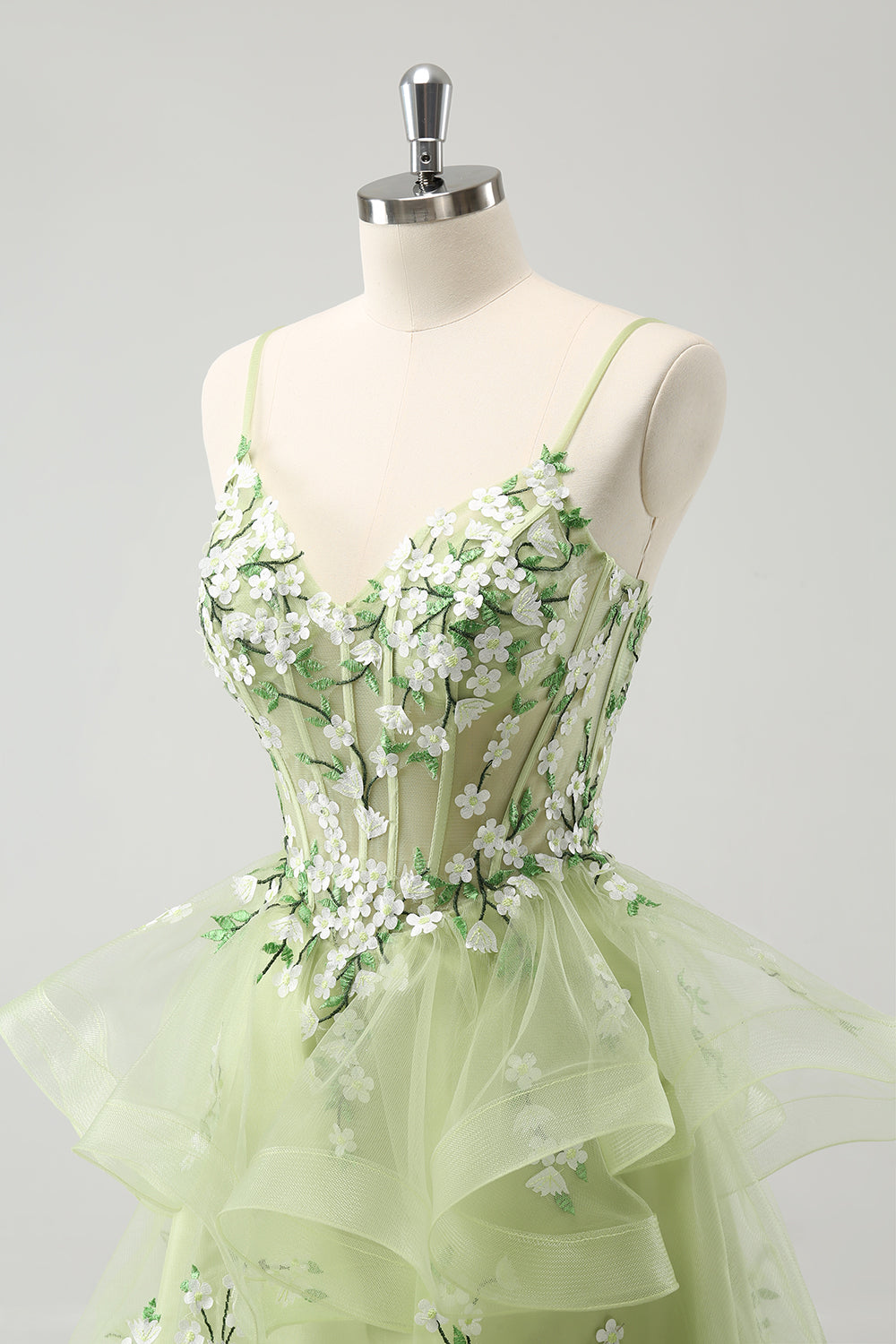 Zapaka Women Light Green Corset A Line Short Homecoming Dress with 3D Flowers Spaghetti Straps Hoco Dress Zapaka Women Light Green Corset A Line Short Homecoming Dress with 3D Flowers Spaghetti Straps Hoco Dress
