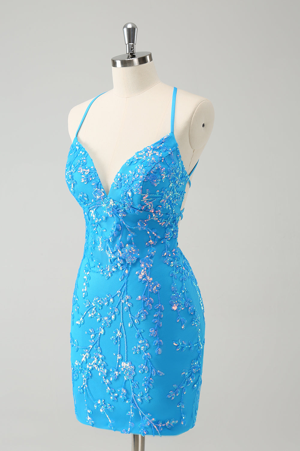 Zapakasa Women Sparkly Sky Blue Homecoming Dress with Lace-Up Back Tight Short Cocktail Dress with Sequins Zapakasa Women Sparkly Sky Blue Homecoming Dress with Lace-Up Back Tight Short Cocktail Dress with Sequins