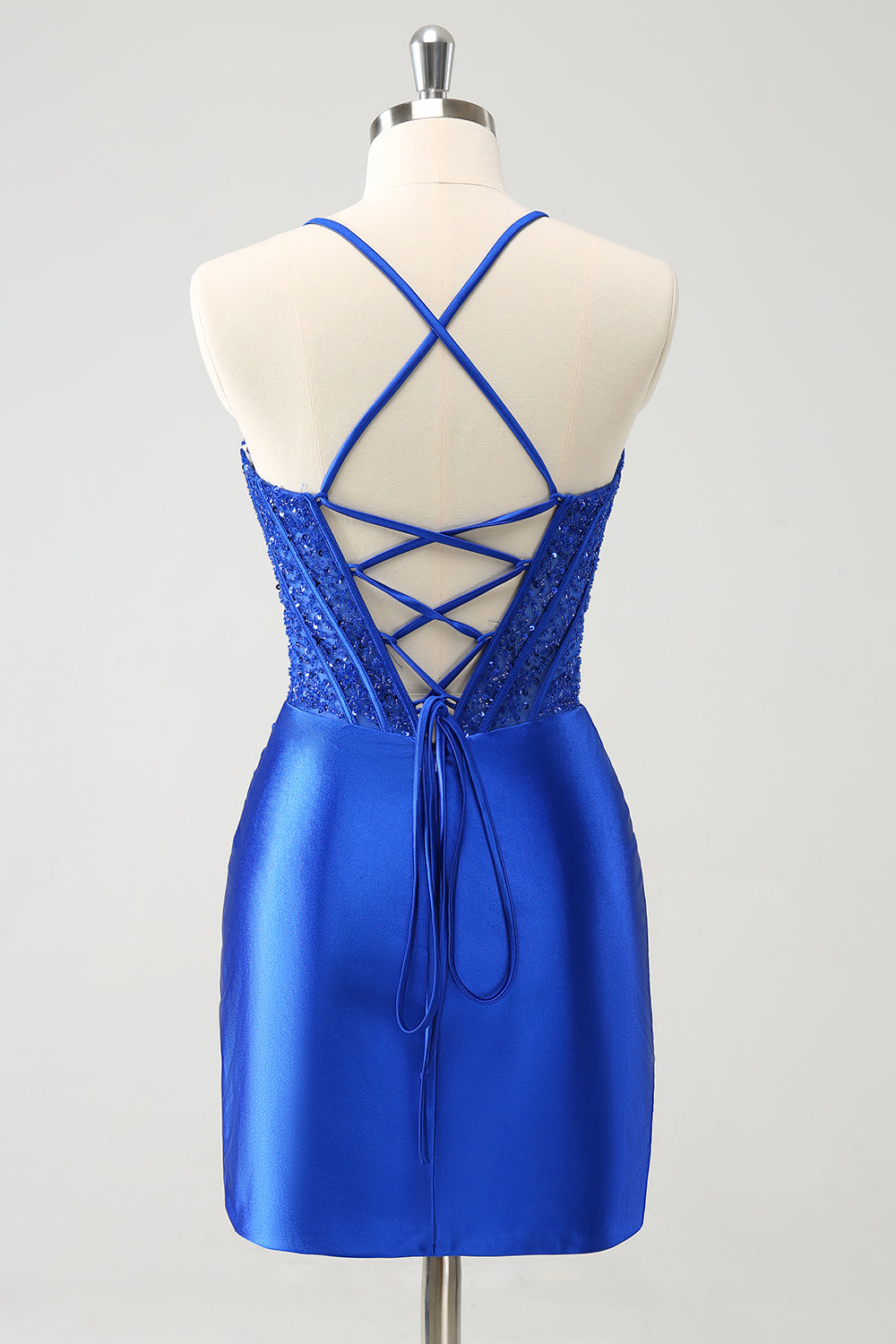 Zapakasa Women Sparkly Royal Blue Corset Tight Homecoming Dress with Lace Up Back Short Spaghetti Straps Hoco Dress Zapakasa Women Sparkly Royal Blue Corset Tight Homecoming Dress with Lace Up Back Short Spaghetti Straps Hoco Dress