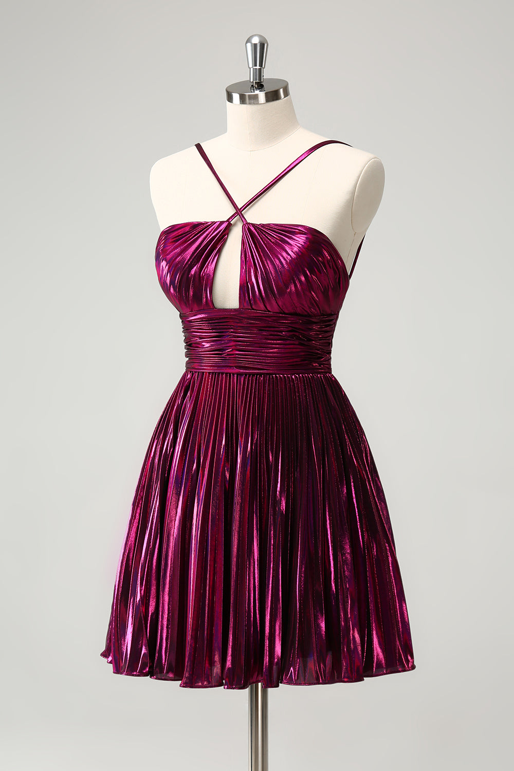 Metallic Purple A Line Short Homecoming Dress