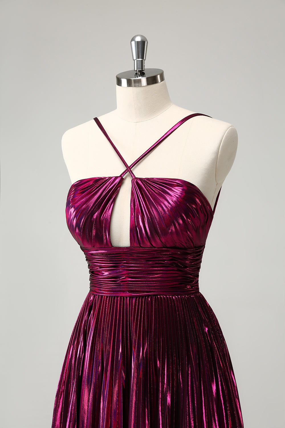 Metallic Purple A Line Short Homecoming Dress