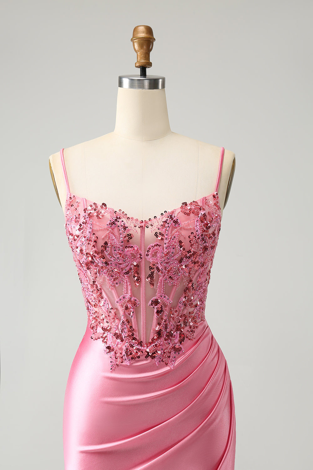 Zapaka Women Sparkly Corset Pink Tight Short Homecoming Dress with