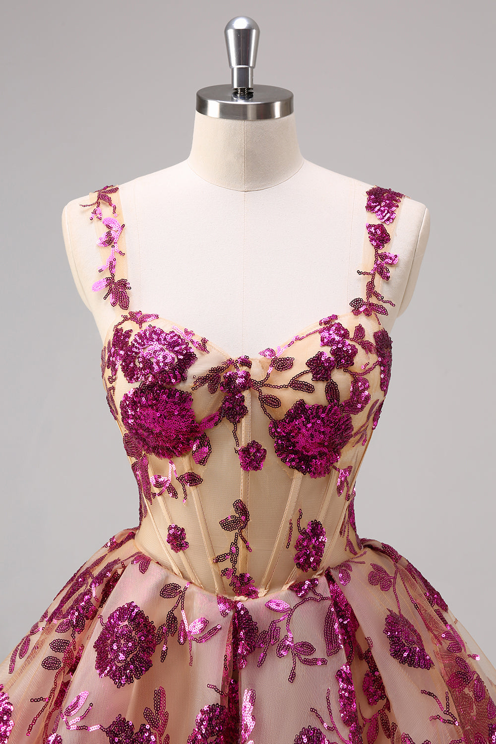 White Corset Floral Short A-Line Homecoming Dress