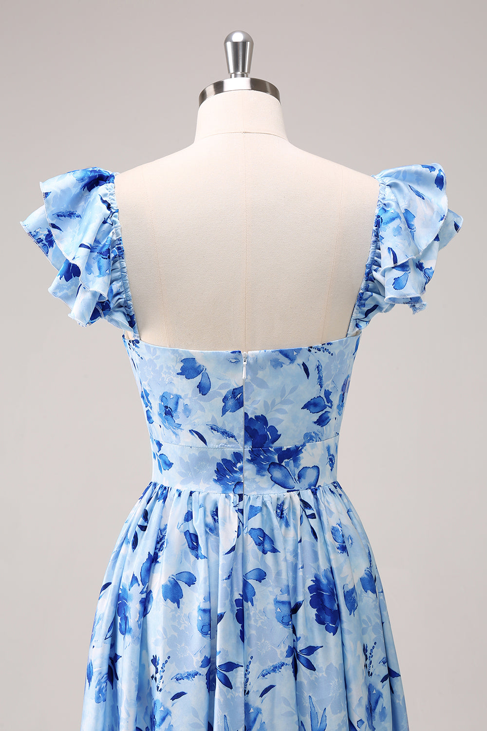 Zapakasa Women Blue Off The Shoulder Floral Bridesmaid Dress A-Line