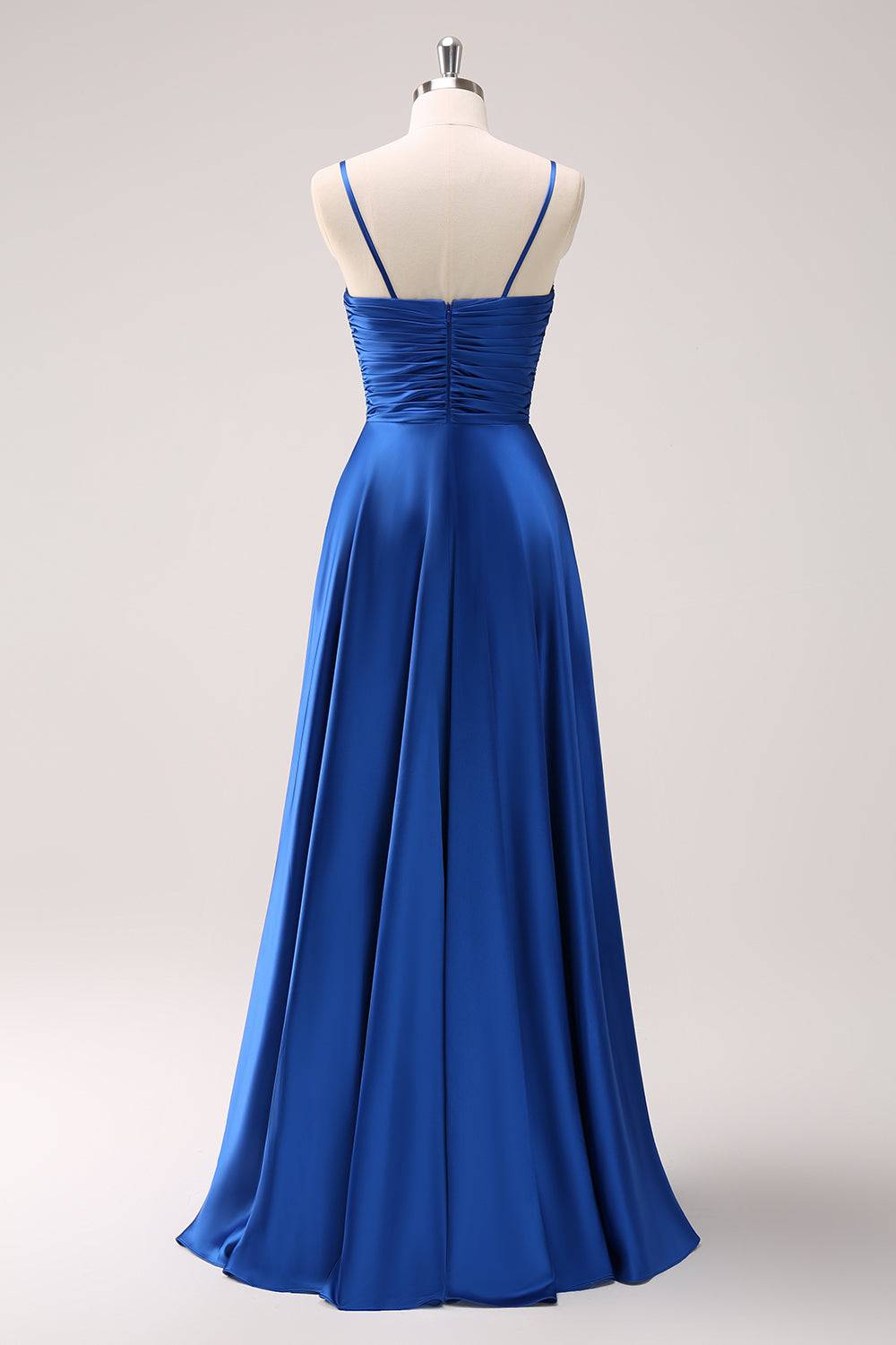 ink blue satin dress Ink Blue Strapless Satin Corset Dress With Exposed Boning And Beading