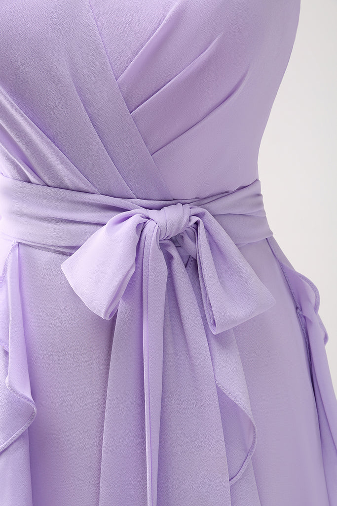 Lilac Cowl Spaghetti Straps Wedding Guest Dress main image 1