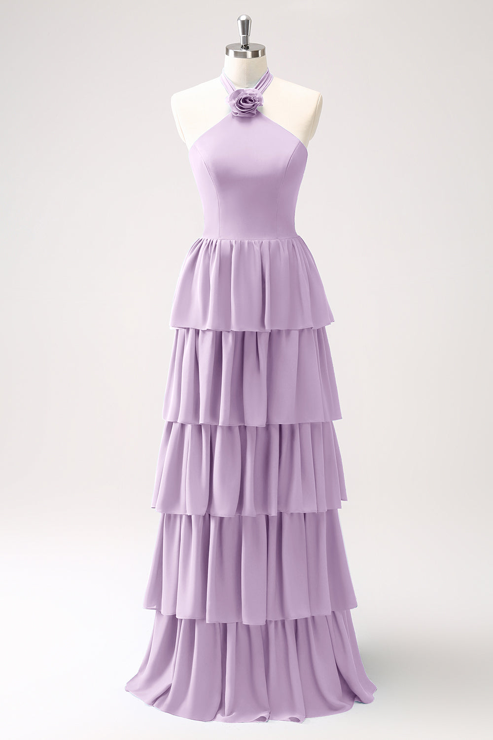 Zapaka Women Blue Tiered Bridesmaid Dress with Flower Chiffon A-Line Wedding Guest Dress Zapaka Women Blue Tiered Bridesmaid Dress with Flower Chiffon A-Line Wedding Guest Dress
