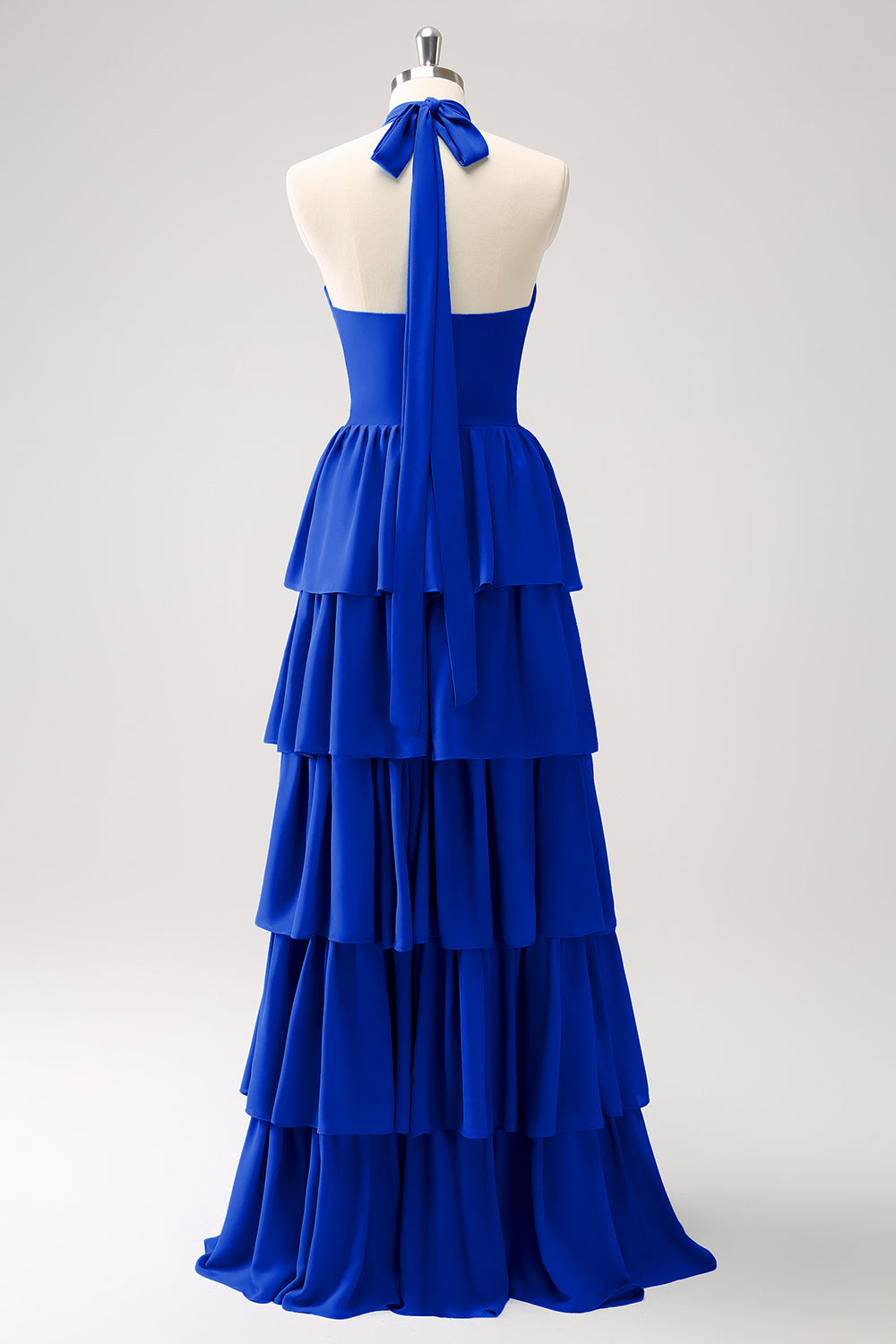 Zapaka Women Blue Tiered Bridesmaid Dress with Flower Chiffon A-Line Wedding Guest Dress Zapaka Women Blue Tiered Bridesmaid Dress with Flower Chiffon A-Line Wedding Guest Dress