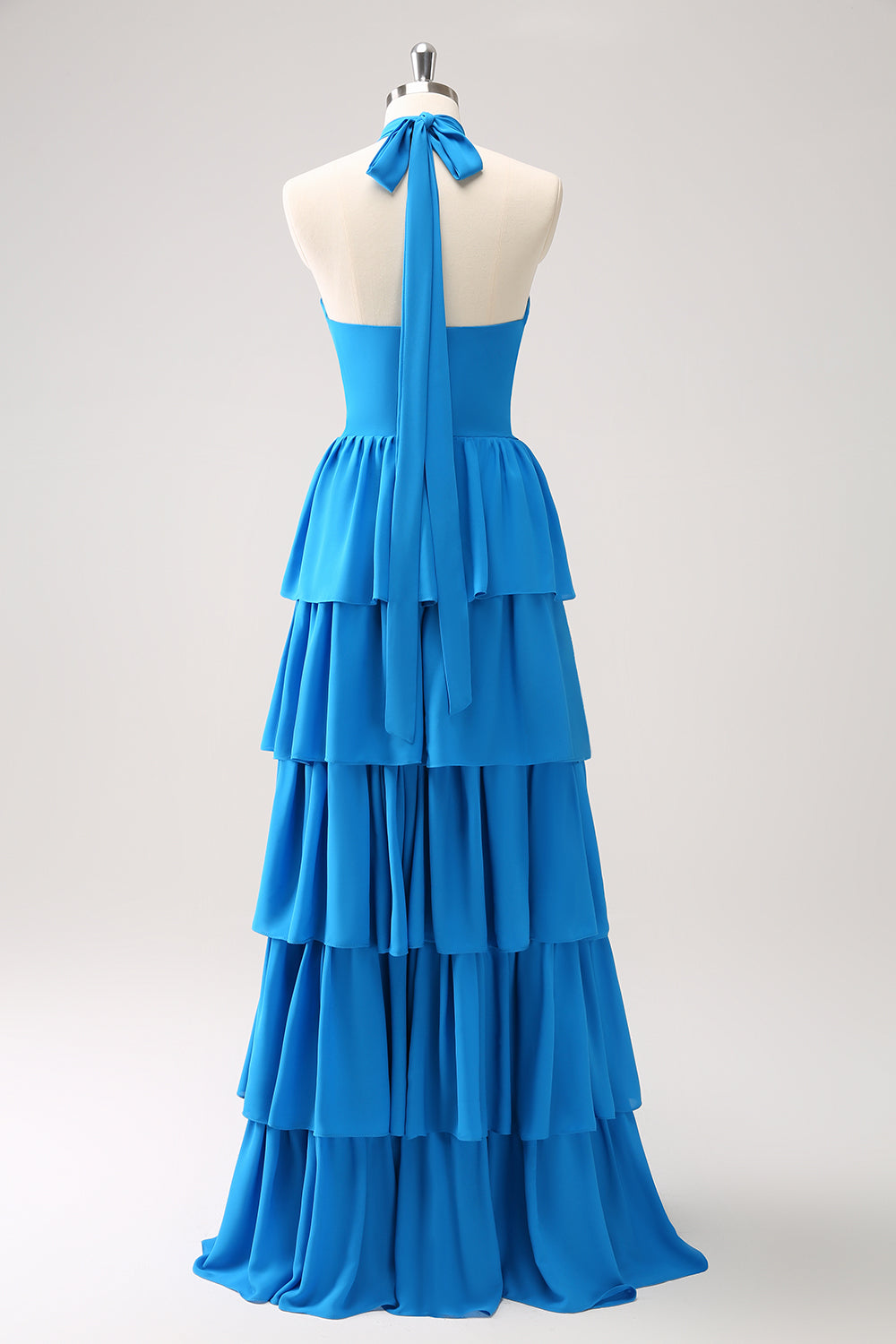 Zapaka Women Blue Tiered Bridesmaid Dress with Flower Chiffon A-Line Wedding Guest Dress Zapaka Women Blue Tiered Bridesmaid Dress with Flower Chiffon A-Line Wedding Guest Dress