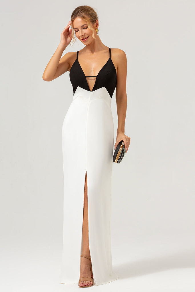 Simple Black Sheath Long Prom Dress With Split  Y7269