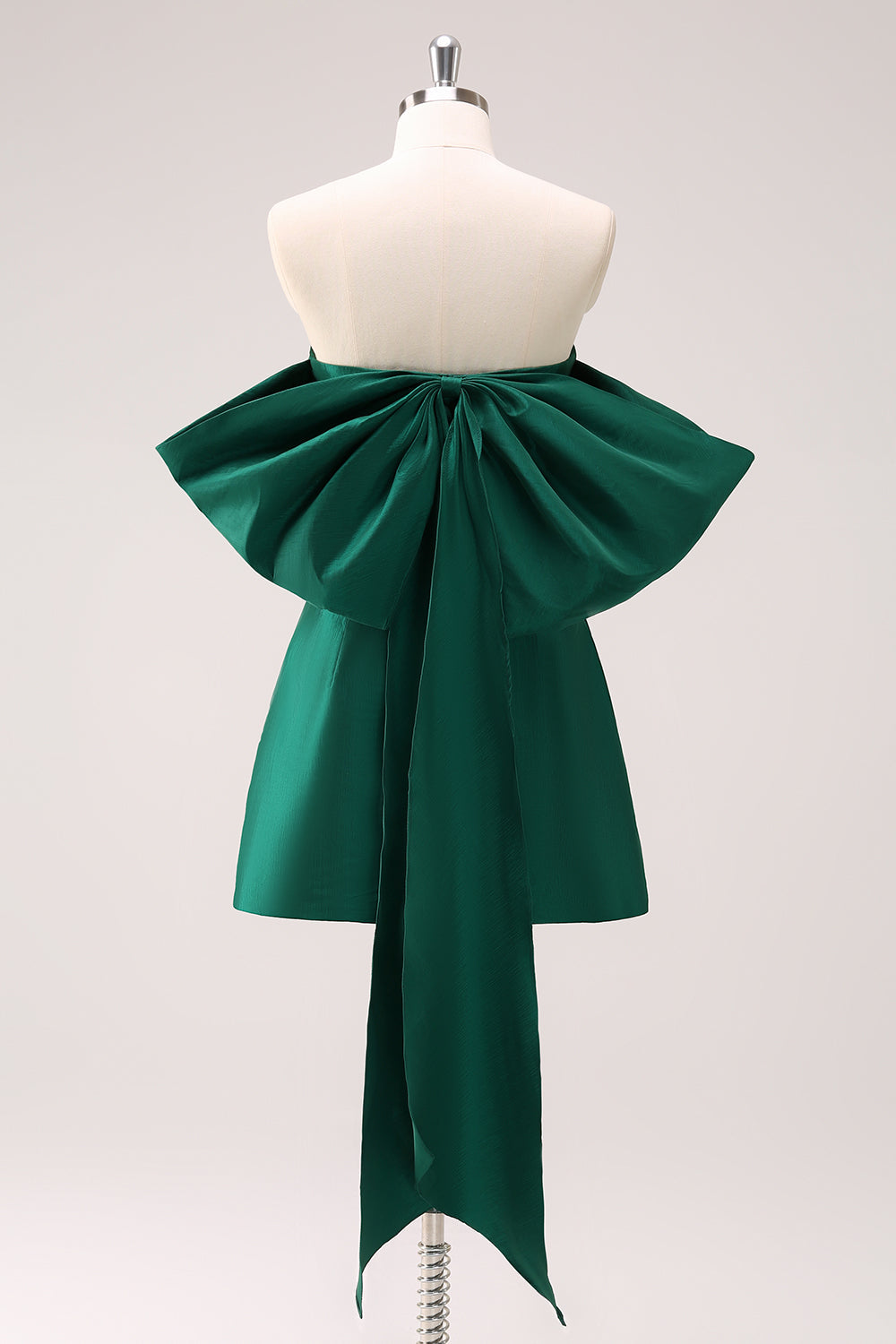 green dress with bow Zapaka Women Dark Green Strapless Homecoming Dress with Bow A Line Satin Short Cocktail Dress, Dark Green / US8