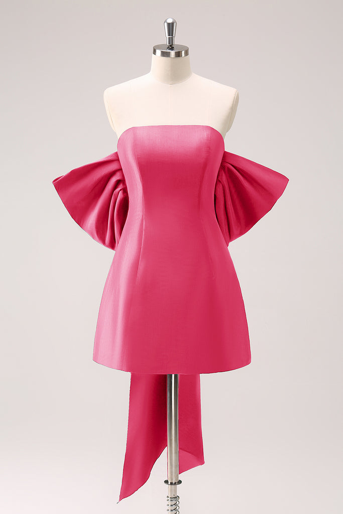 Pretty Green Satin Bow Short Birthday Outfits Strapless Homecoming Dress main image 0