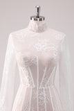 White Long Sleeves Corset Lace Short Homecoming Dress