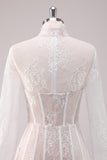 White Long Sleeves Corset Lace Short Homecoming Dress