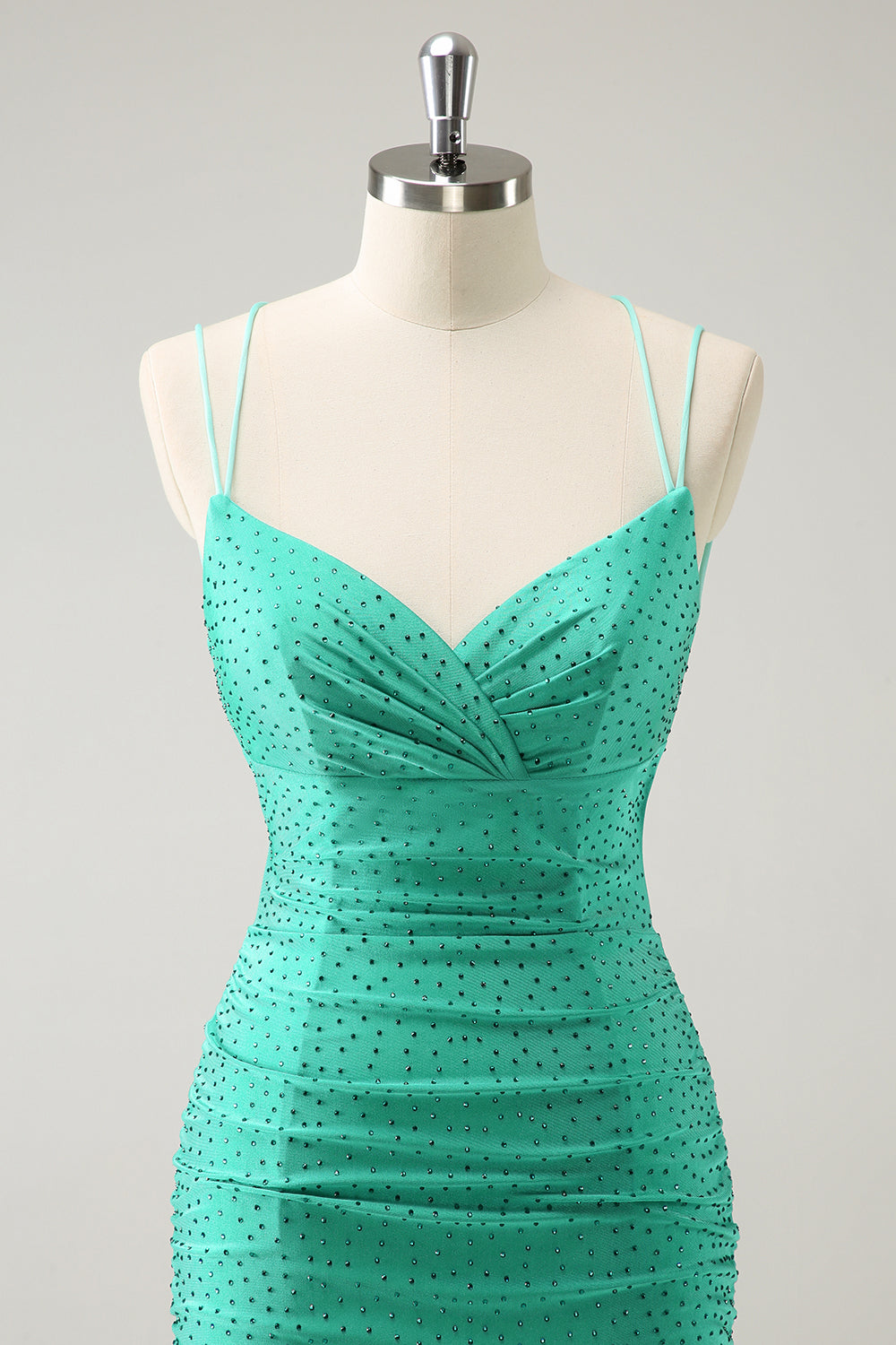 Green Open Back Tight Short Homecoming Dress with Beadings