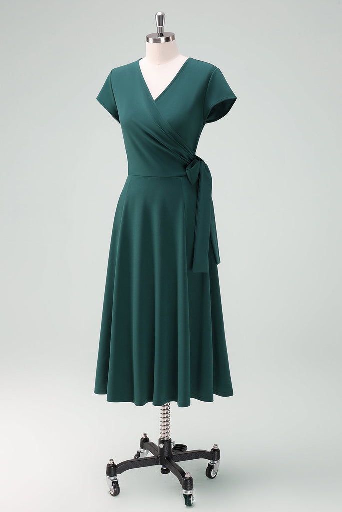Dark Green Lace-Up A-Line Cocktail Dress main image 0