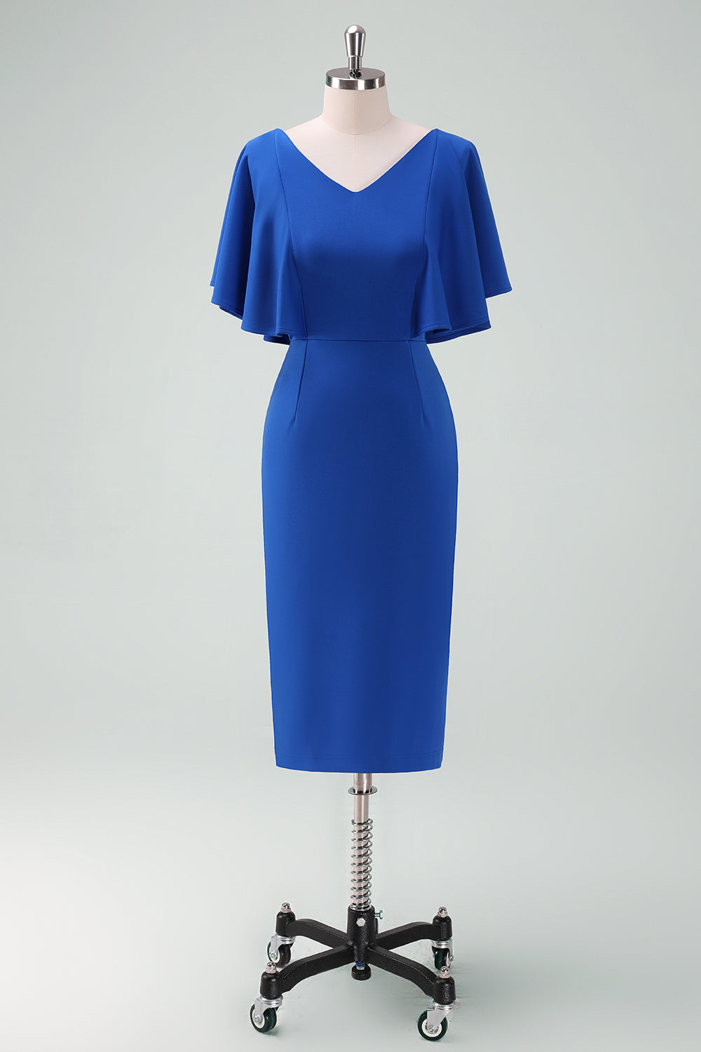 Zapaka Women Royal Blue Bodycon Cocktail Dress with Short Sleeves V-Neck Party Dress Zapaka Women Royal Blue Bodycon Cocktail Dress with Short Sleeves V-Neck Party Dress