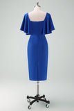 Royal Blue Bodycon Cocktail Dress with Short Sleeves
