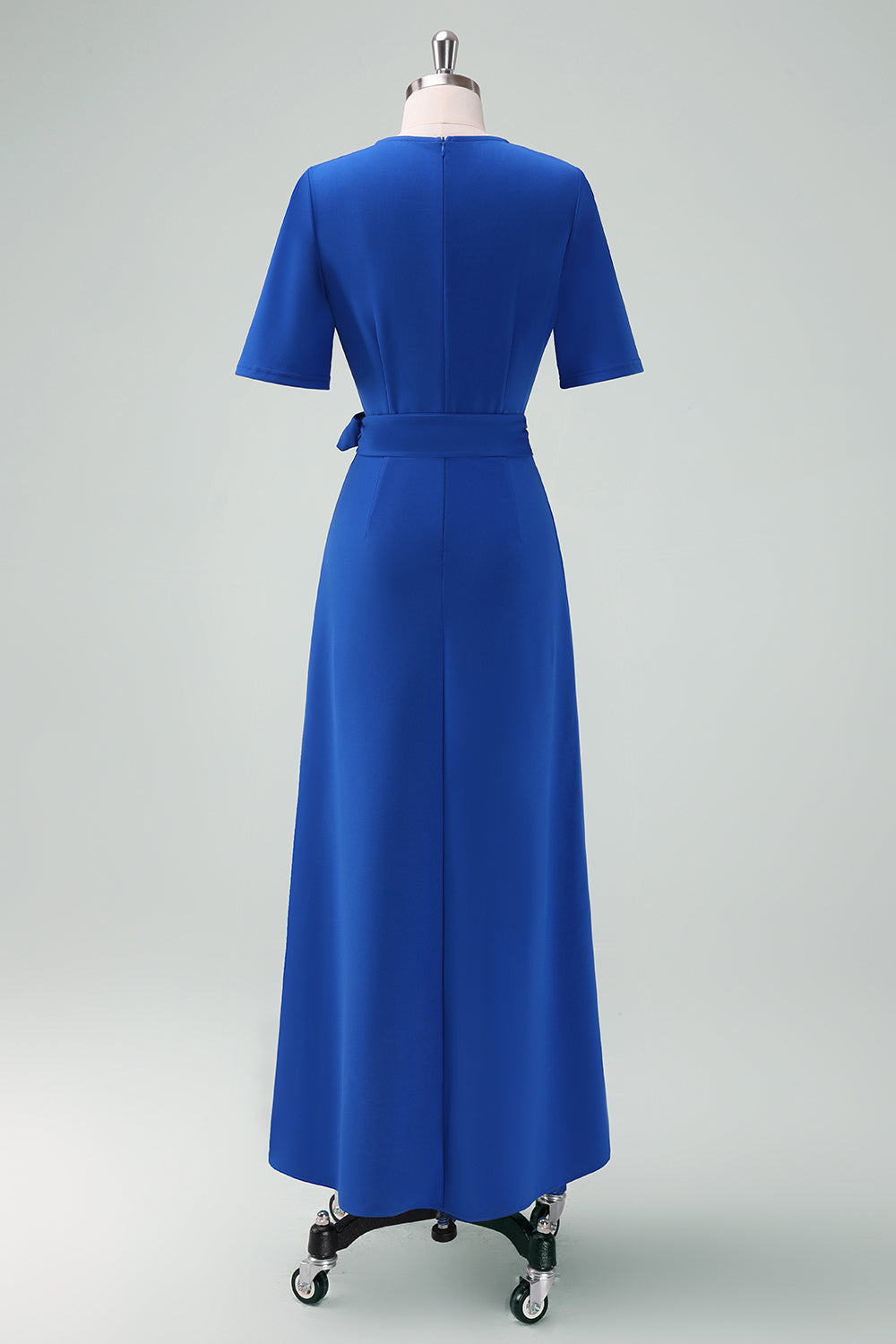 Zapaka Women Royal Blue V-Neck Long Cocktail Dress with Short Sleeves A-Line Wedding Guest Dress with Bow Zapaka Women Royal Blue V-Neck Long Cocktail Dress with Short Sleeves A-Line Wedding Guest Dress with Bow