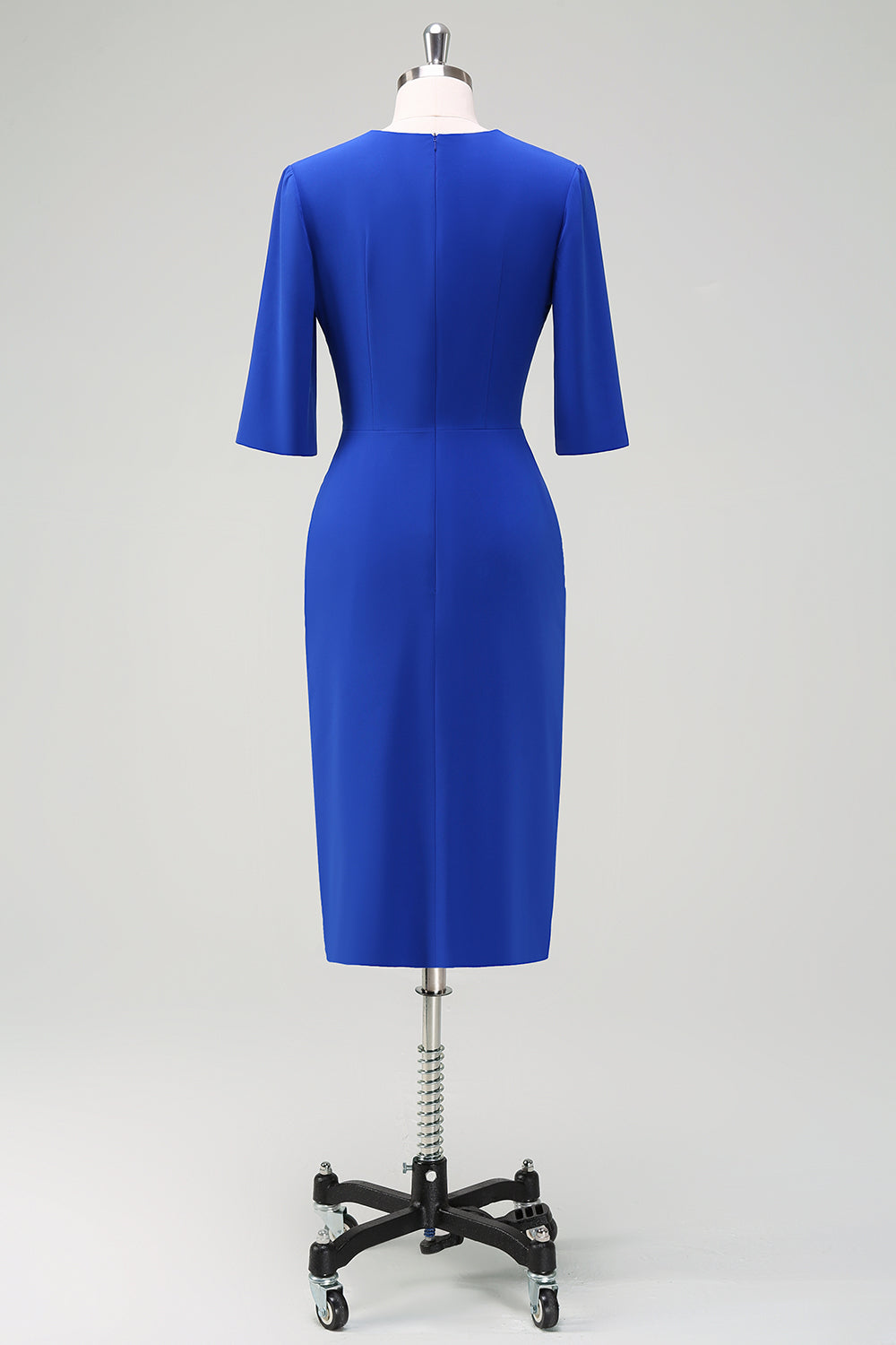Zapakasa Women Cocktail Dress With Short Sleeves Royal Blue V-Neck Pleated Bodycon Midi Party Dress Zapakasa Women Cocktail Dress With Short Sleeves Royal Blue V-Neck Pleated Bodycon Midi Party Dress