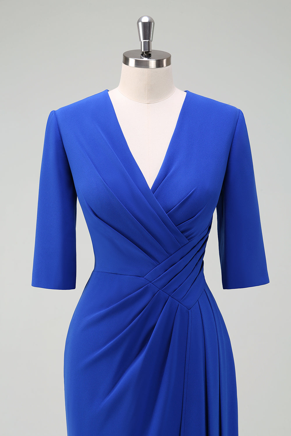 Zapakasa Women Cocktail Dress With Short Sleeves Royal Blue V-Neck