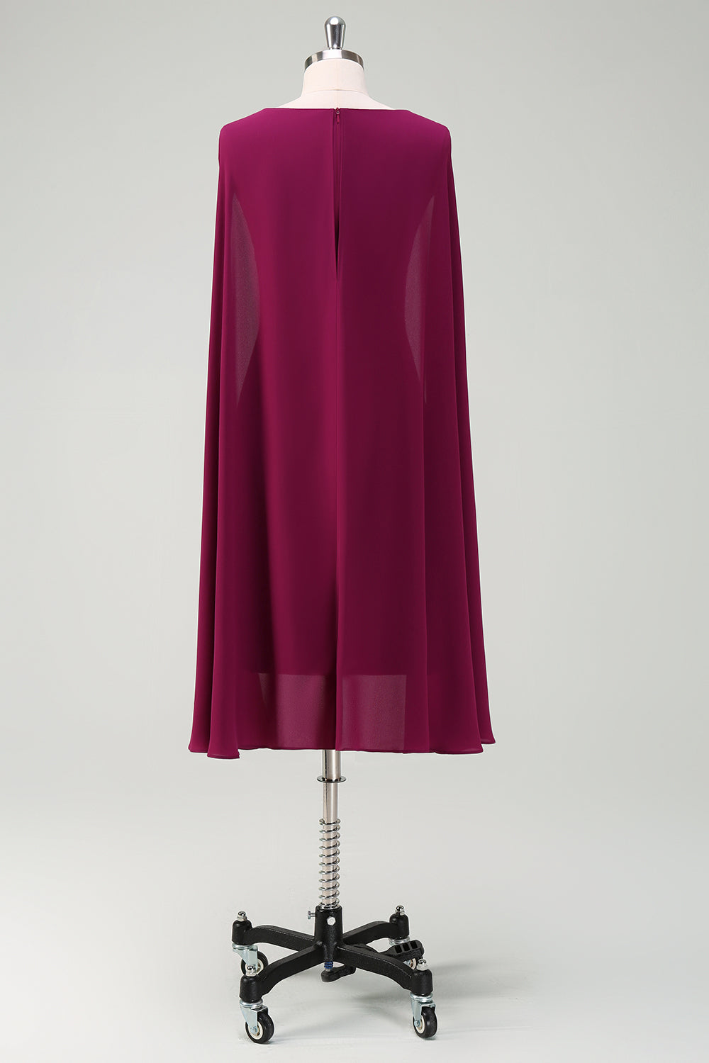 Grape Round Neck Bodycon Cocktail Party Dress With Cape