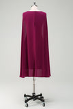 Grape Round Neck Bodycon Cocktail Party Dress With Cape