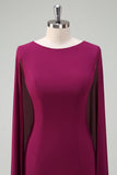 Grape Bodycon Cocktail Party Dress With Cape