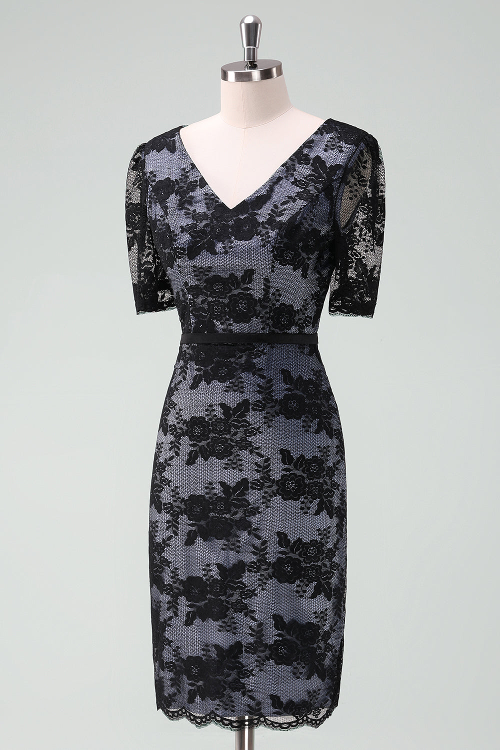 black short mother of the bride dresses Black Mother Of Bride Dresses Jewel A-Line Short Sleeves Beading Knee Length Chiffon Mother Of The Bride Dress