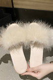 Bridal Slippers Apricot with Feathers Wedding Party