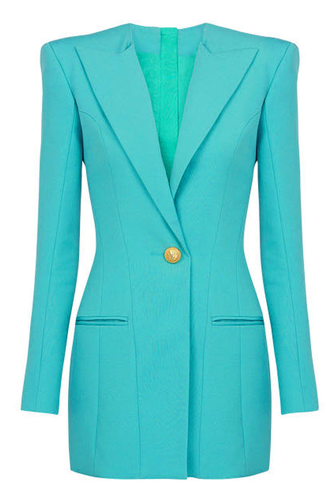 Black Peak Lapel Long Sleeves Women Blazer main image 1