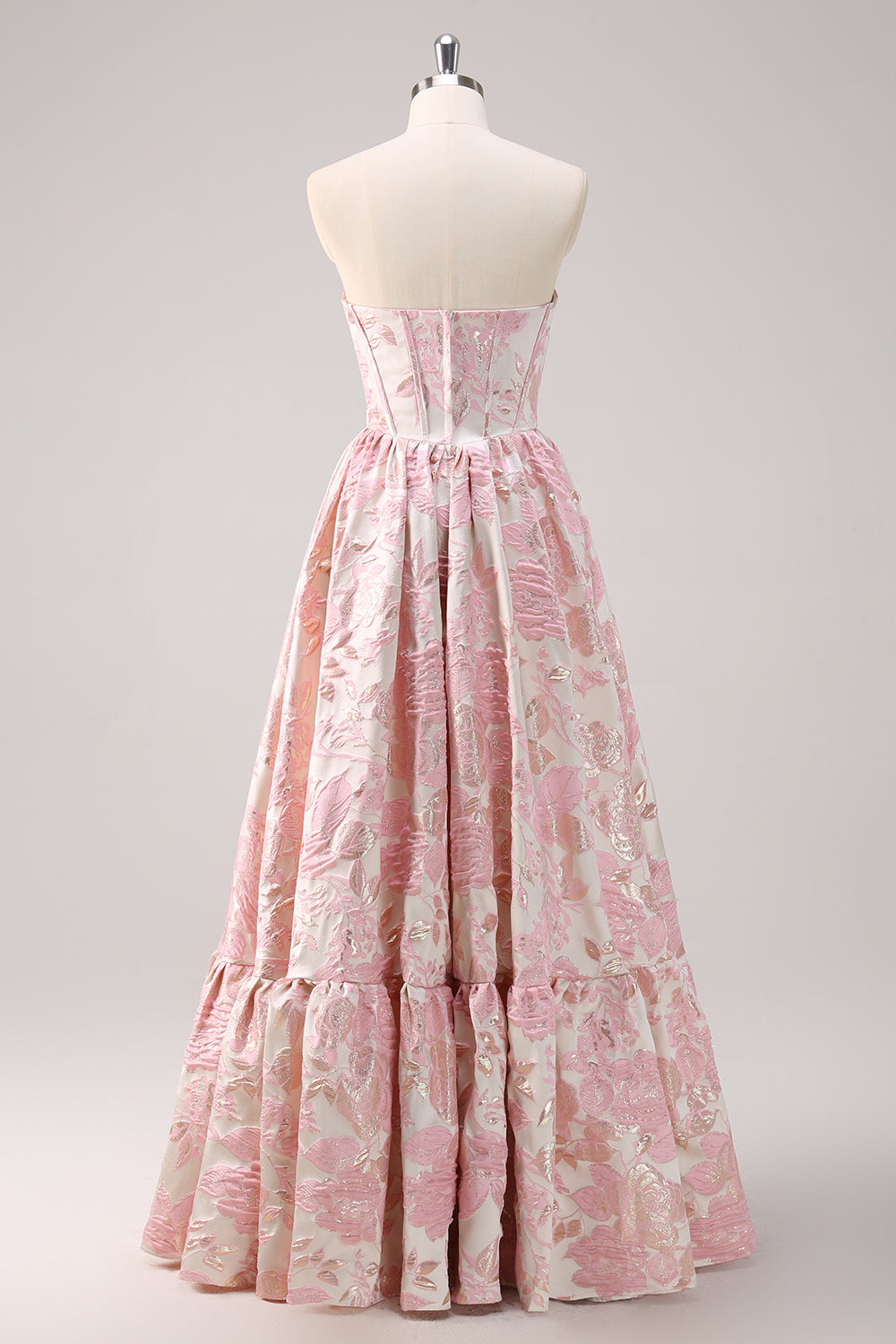 Sweetheart Blue Corset Floral Long Prom Dress