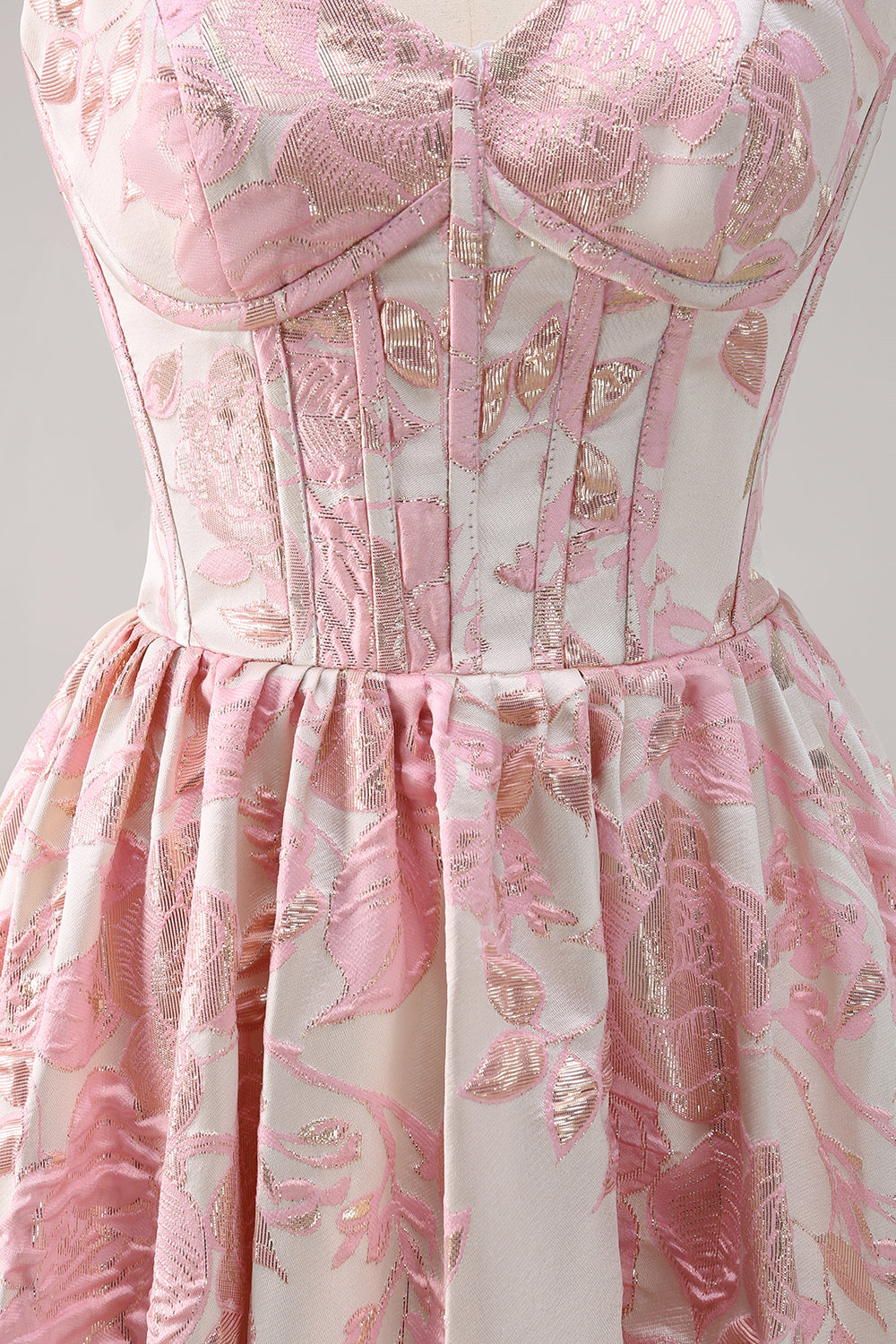 Sweetheart Blue Corset Floral Long Prom Dress