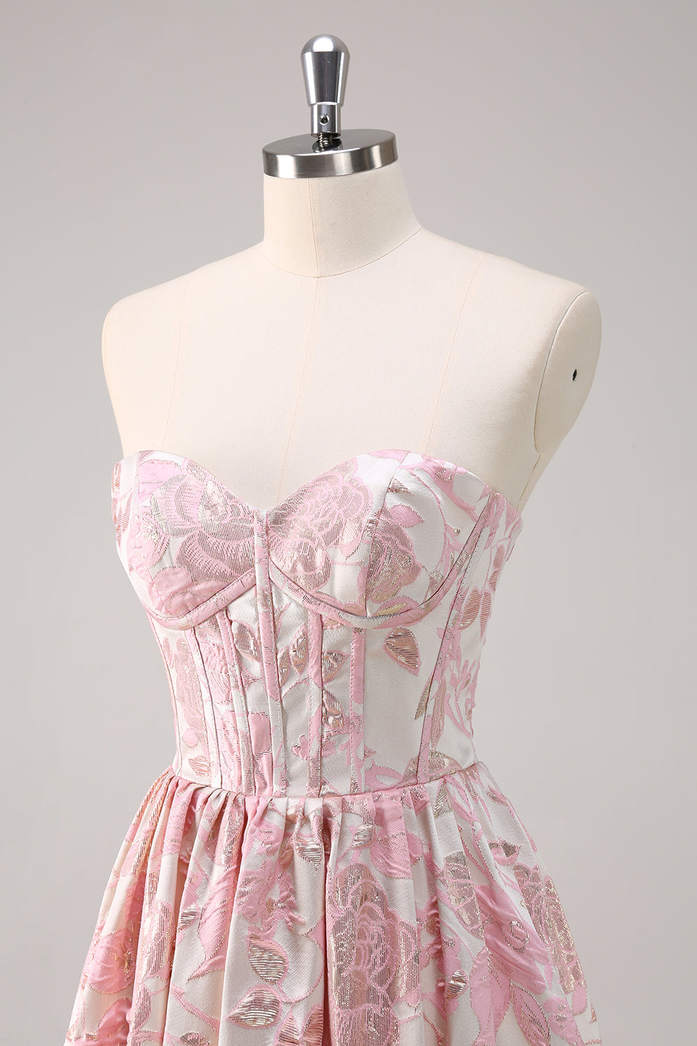 Sweetheart Blue Corset Floral Long Prom Dress
