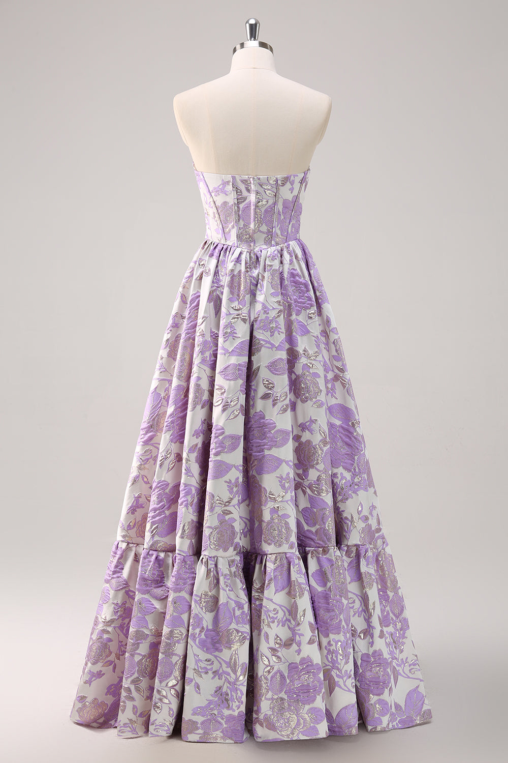 Sweetheart Blue Corset Floral Long Prom Dress