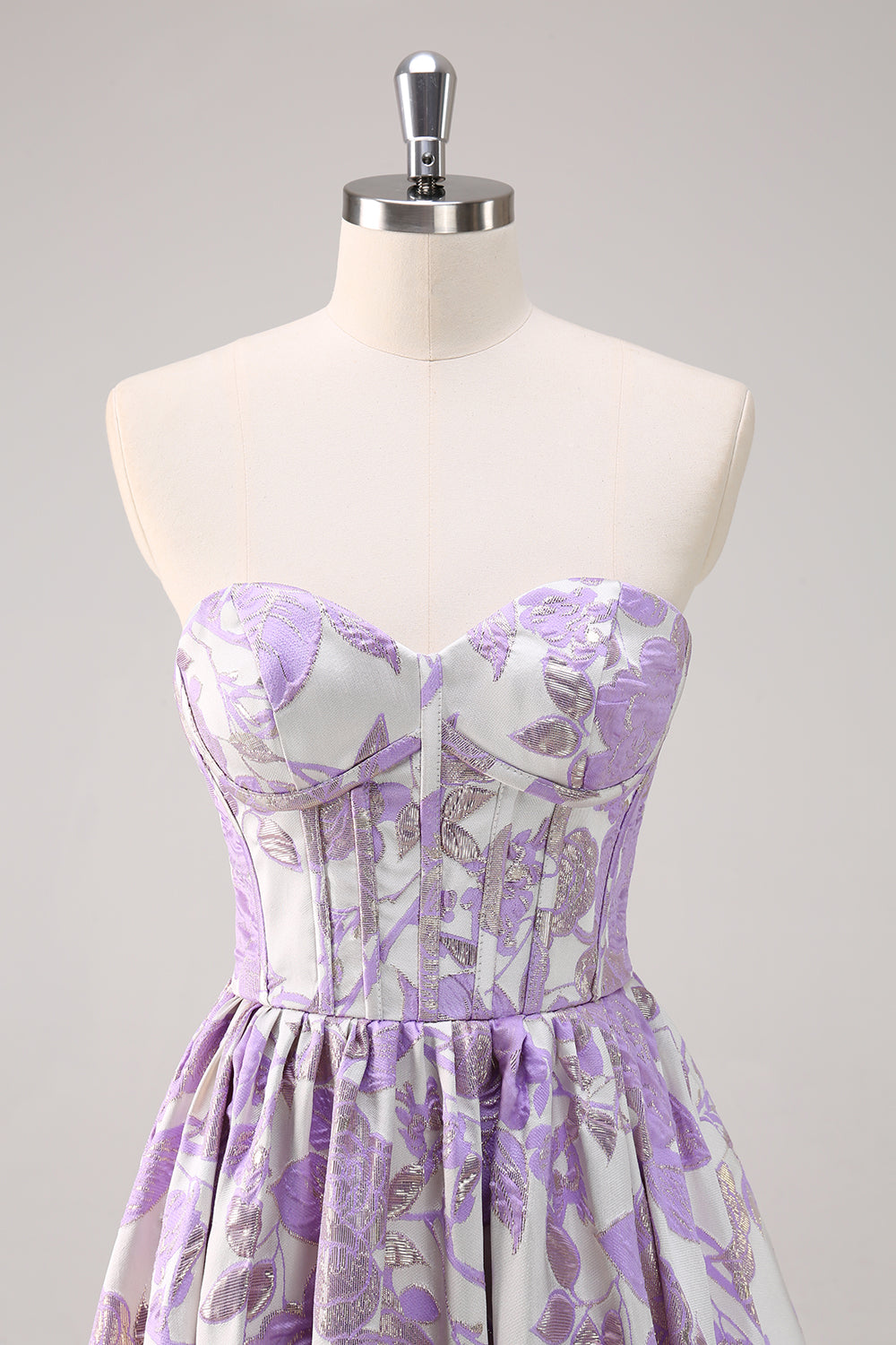 Sweetheart Blue Corset Floral Long Prom Dress