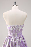 Sweetheart Blue Corset Floral Long Prom Dress