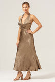 Golden Mermaid Halter Mother Of The Bride Dress