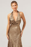 Golden Mermaid Halter Mother Of The Bride Dress