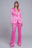 Grey Pink 2 Pieces Notched Lapel Long Sleeves Women Suits
