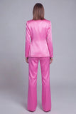 Grey Pink 2 Pieces Notched Lapel Long Sleeves Women Suits