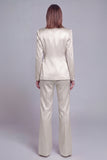 Black Notched Lapel 2 Pieces Long Sleeves Women Suits