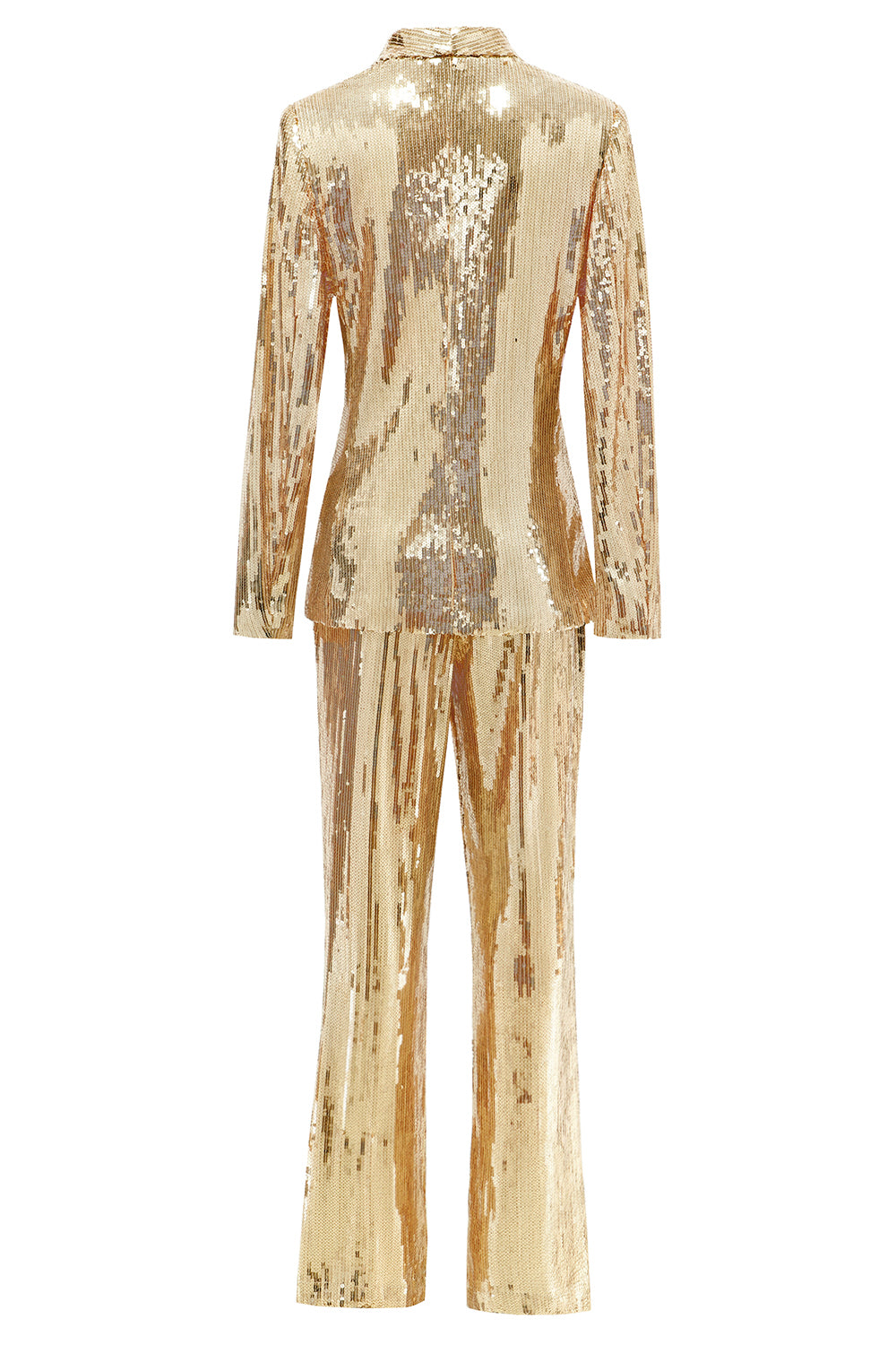 Sparkly Golden Shawl Lapel Women's Party Suits