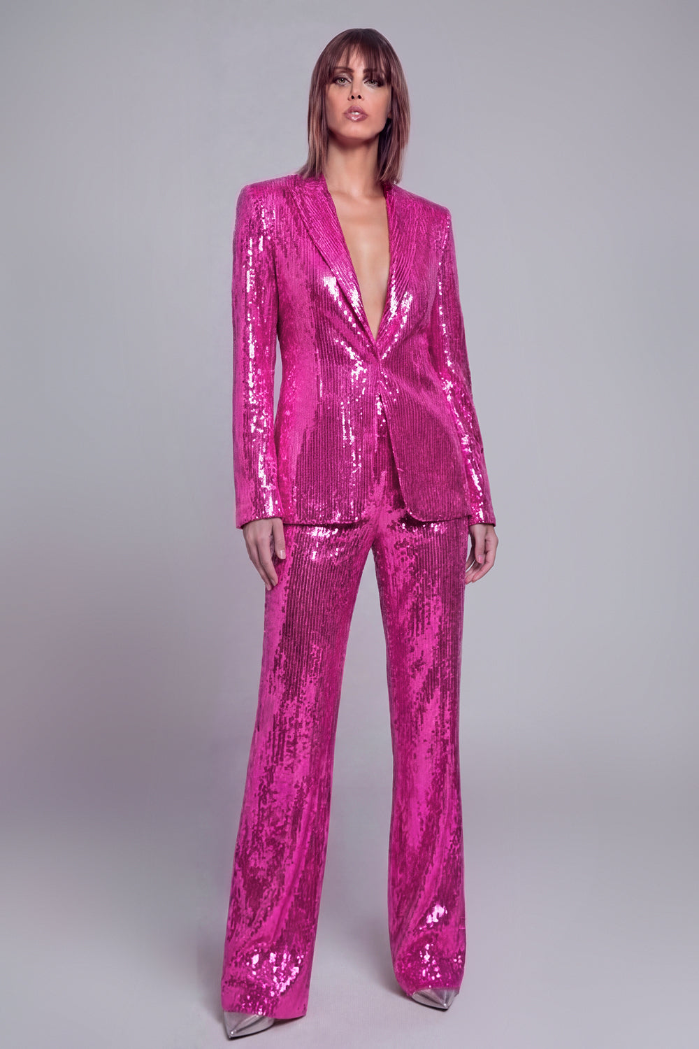 Sparkly Golden Shawl Lapel Women's Party Suits