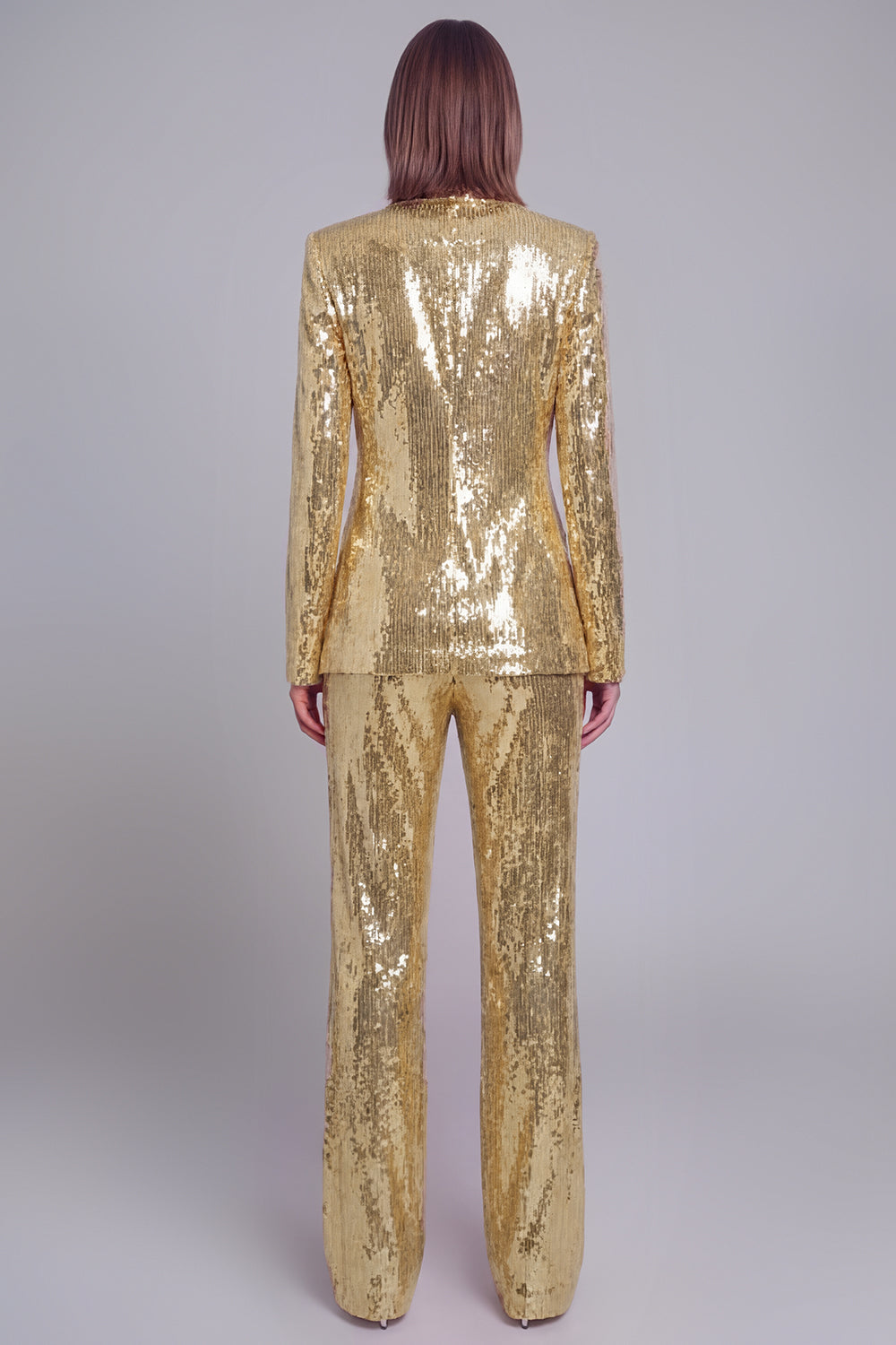 Sparkly Golden Shawl Lapel Women's Party Suits