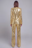 Sparkly Golden Shawl Lapel Women's Party Suits